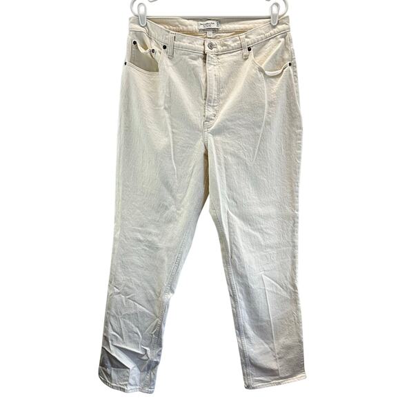 Abercrombie & Fitch The 90s Straight Ultra High Rise Curve Love Cream White 33 - Picture 1 of 14